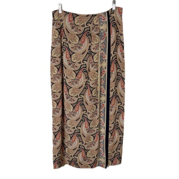 Liz Claiborne Vintage Women's Maxi Skirt Size 12 Paisley Print Faux Wrap Rayon - Picture 1 of 7